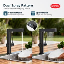 Black Kitchen Faucet Pull Down Sprayer 360 Swivel Waterfall Single Handle gallery image 8