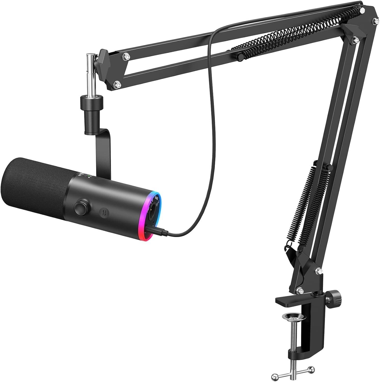 Dynamic Gaming Microphone XLR USB RGB Noise Cancel Streaming Boom Arm
