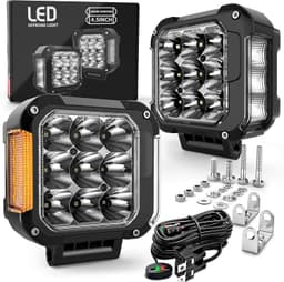 4.5in 270° Wide Beam LED Pod Lights w Amber Side Marker Off Road Truck ATV gallery image 1