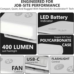 Tigeraire Breezy Pro Hard Hat Clip On Fan 400 Lumen Light USB C IP56 gallery image 6