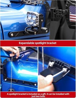 Aluminum Doors-Off Rear-View Mirrors with US Flag for Wrangler JL JLU Gladiator gallery image 4