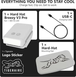 Tigeraire Breezy Pro Hard Hat Clip On Fan 400 Lumen Light USB C IP56 gallery image 3