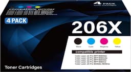 206X Toner Cartridges 4 Pack with Chip M283fdw M283cdw Toner Compatible with HP gallery image 1