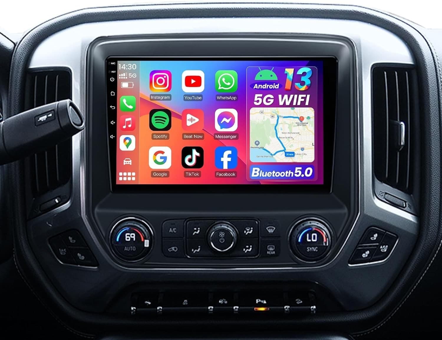 10.1″ Android 12 Car Stereo for Chevy Silverado 2014-2018 Wireless CarPlay