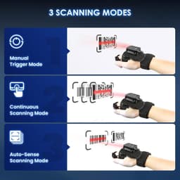 Barcode Scanners Wearable Glove Barcode Scanner: 1D 2D Wireless Ring Finger Blue gallery image 6