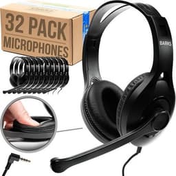 Microphone 32 Pack (3.5mm) Headsets Black Classroom Headphones With Microphone gallery image 1