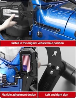 Aluminum Doors-Off Rear-View Mirrors with US Flag for Wrangler JL JLU Gladiator gallery image 6