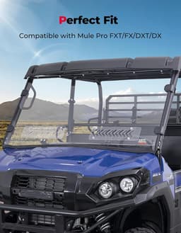 Vented Front Windshield for Kawasaki Mule Pro FXT DX DXT 2015-2025 Scratch Resis gallery image 3