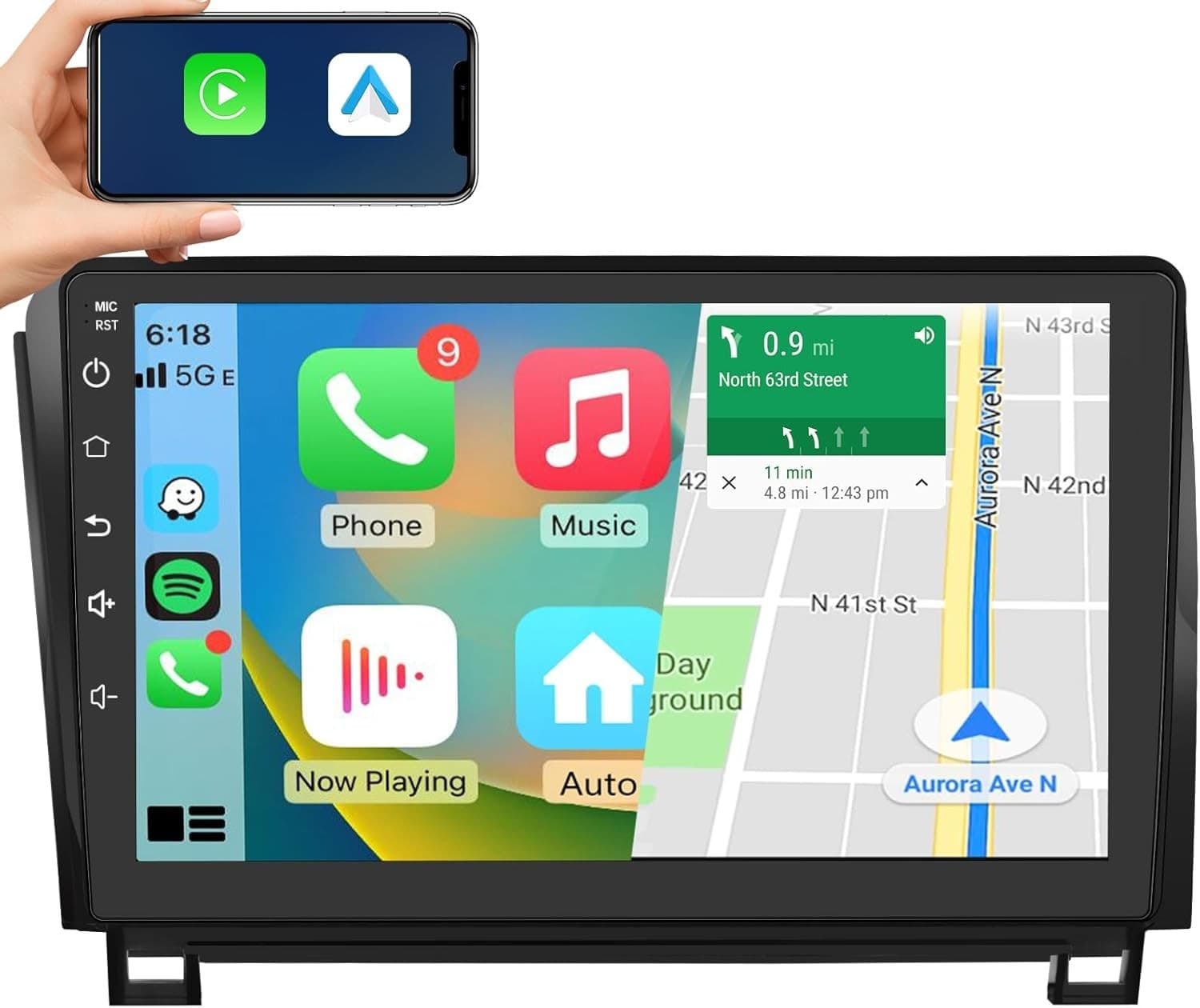 Android 13 Car Stereo Wireless CarPlay Android Auto Toyota Tundra 2007-2013 Toyo
