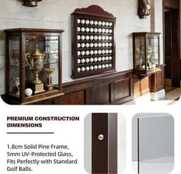 Display Cases Cherry 63 Golf Ball Display Case Executive Golf Ball Cabinet Wall gallery image 4