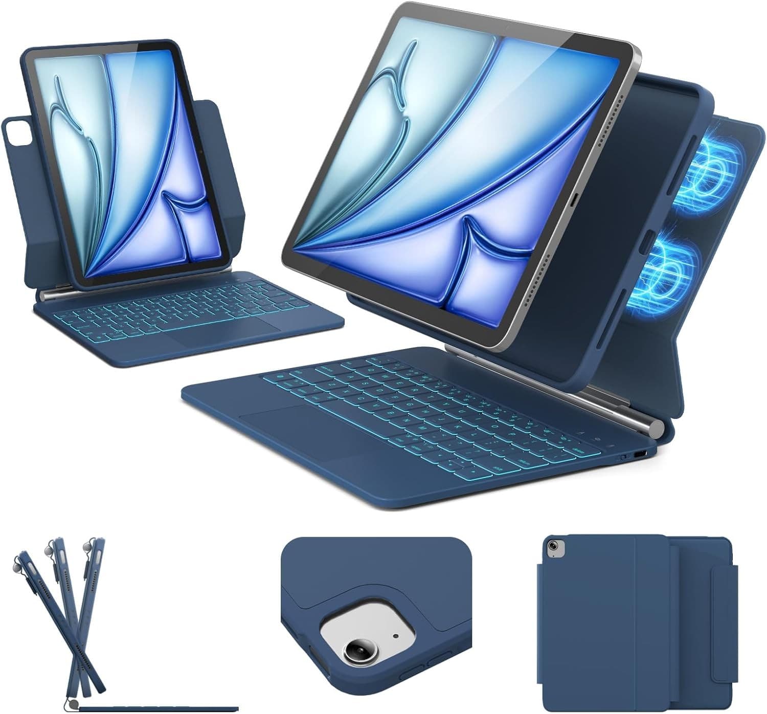 Classic Cases, Covers, Keyboard Folios Steel Blue 2025 for iPad Air 11” Case Key