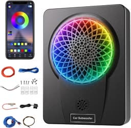 litillbuly 10in 1200W Powered Underseat Car Subwoofer RGB SUB112 gallery image 1