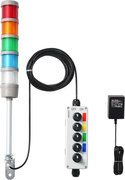 ANDONT 5-Stack LED Signal Tower Light 24V IP65 Pole Mount Controller gallery image 1