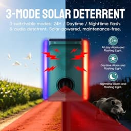 OUDAER Solar Motion Sensor Alarm 130dB 22 Sounds Red Blue Strobe Green gallery image 5