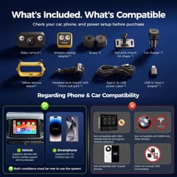 Video In-Dash Units w/GPS 1080P Baby Car Camera & Wireless CarPlay Adapter IR Ni gallery image 6