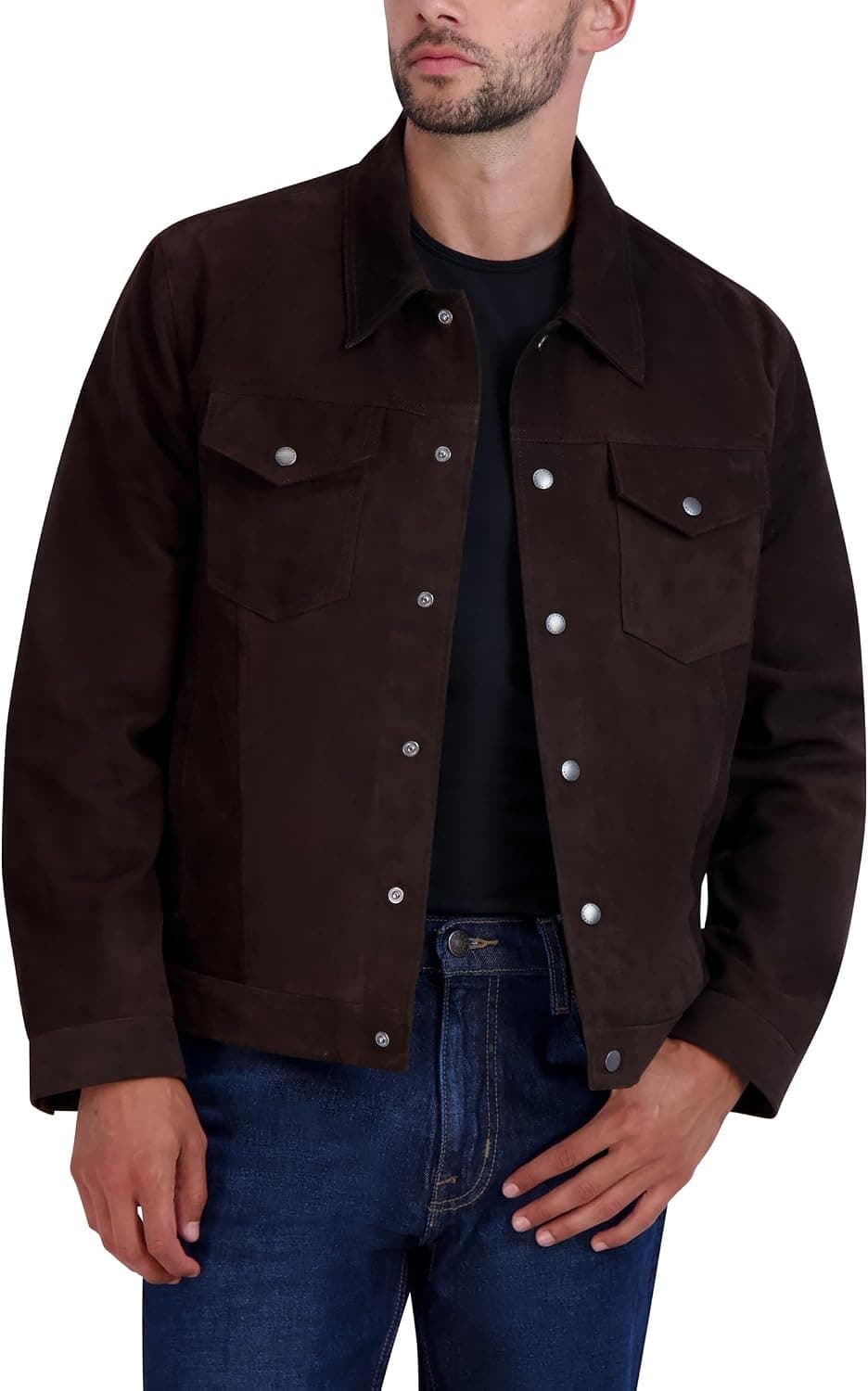 Coats, Jackets & Vests Dark Chocolate Men s Trucker Suede Jacket Dark Chocolate