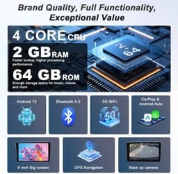 Video In-Dash Units w/GPS 2005 64GB Android 13 Car Radio Stereo Toyota Tacoma gallery image 3