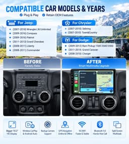 Android 13 Car Stereo Wireless CarPlay Android Auto Jeep Wrangler JK Dodge Ram gallery image 6