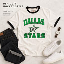 T-Shirts Dallas Stars Dallas Stars Men s NHL Ringer T Shirt Retro Tee (Large) gallery image 6