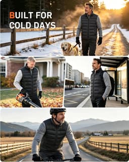 Modern Coats, Jackets & Vests Black Graphene Heated Puffer Vest Men 16000mAh 7.4 gallery image 6