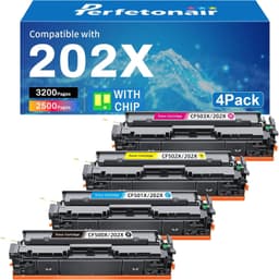 202X CF500X Toner Cartridges 4Pack Replacement for HP 202X 202A | Works with HP gallery image 1