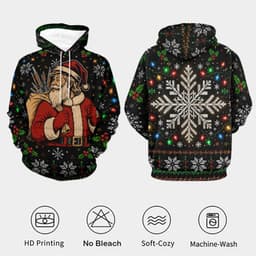 Tactical Santa Christmas Hoodie,Gift Sack Ugly Sweater,Unisex L | Ugly Sweatshir gallery image 3