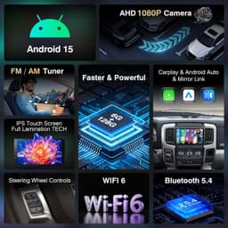 9in Android 13 Car Stereo Wireless CarPlay Android Auto Dodge RAM 1500/2500/3500 gallery image 2