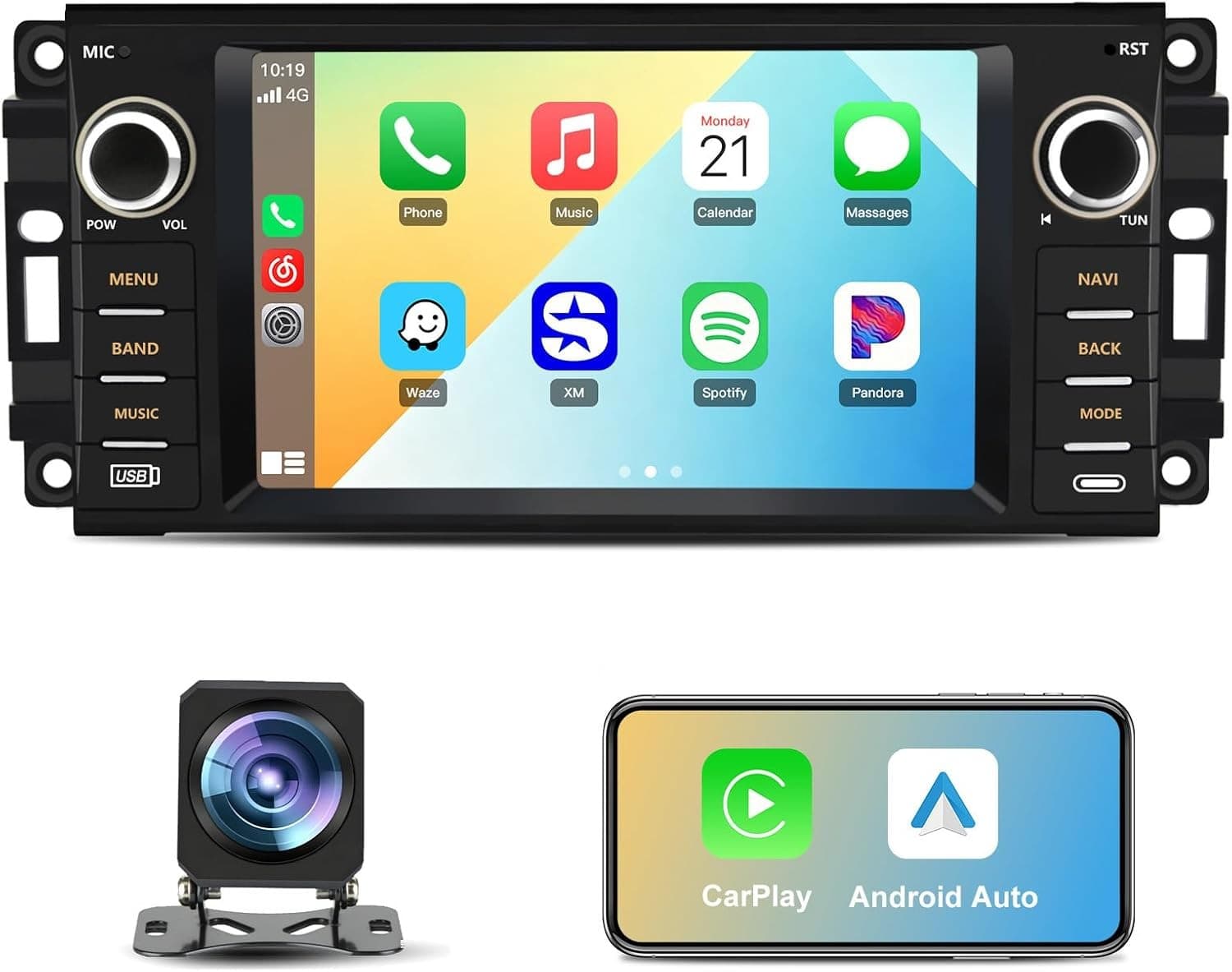 Android 13 Car Stereo Wireless CarPlay Android Auto Jeep Wrangler JK 2007-2018