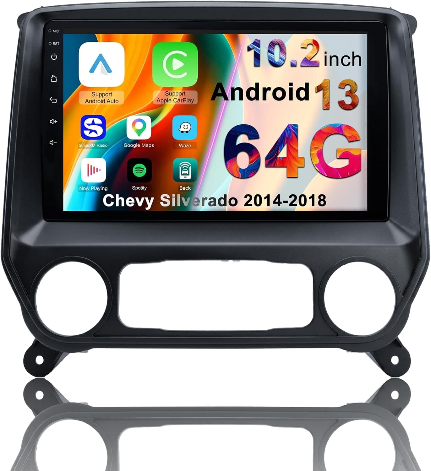 10.2in Android 13 Car Stereo Wireless CarPlay Android Auto Chevy Silverado 2014