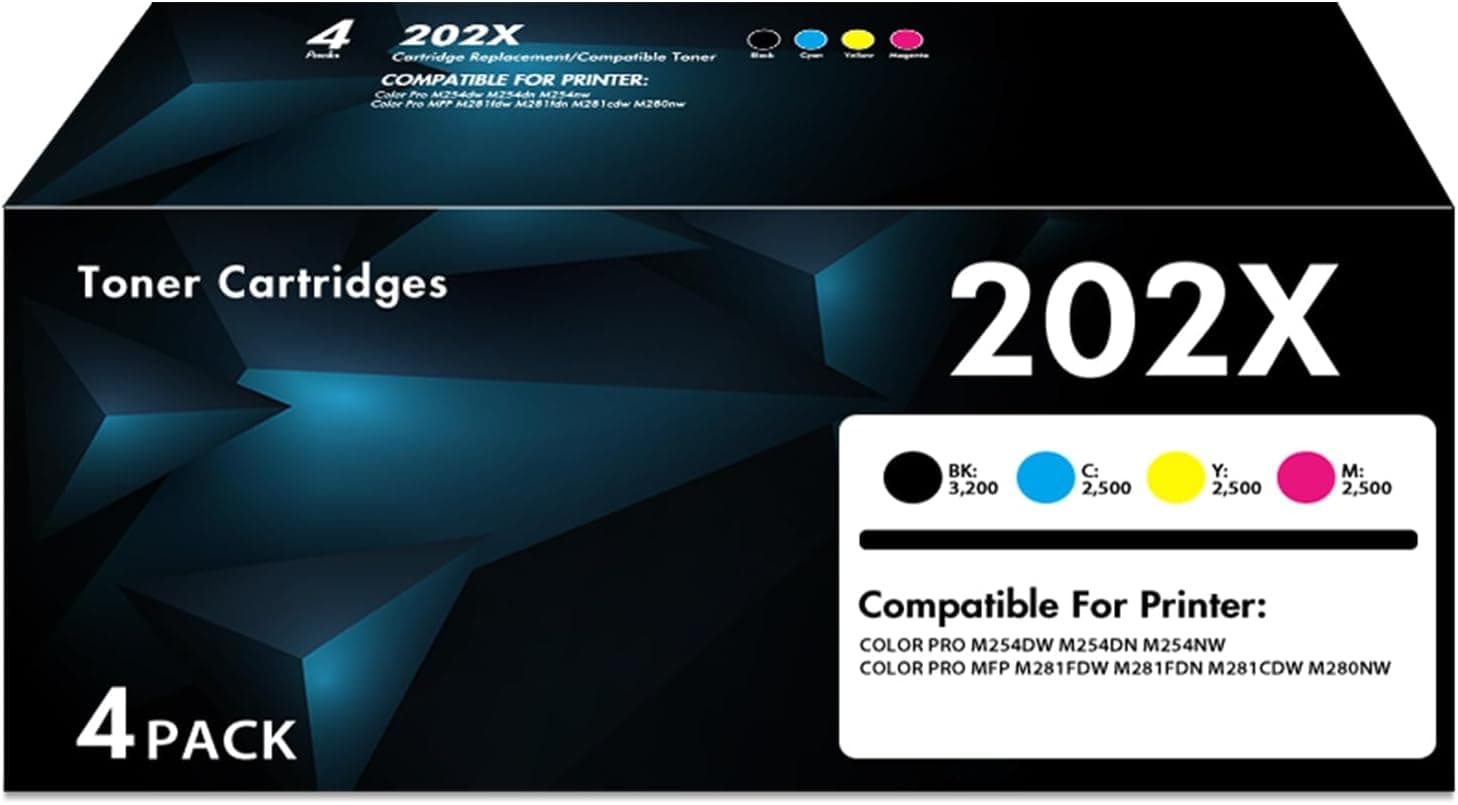 202X Toner Cartridges Set 4-Pack | Compatible for 202X for Color LaserJet Pro MF