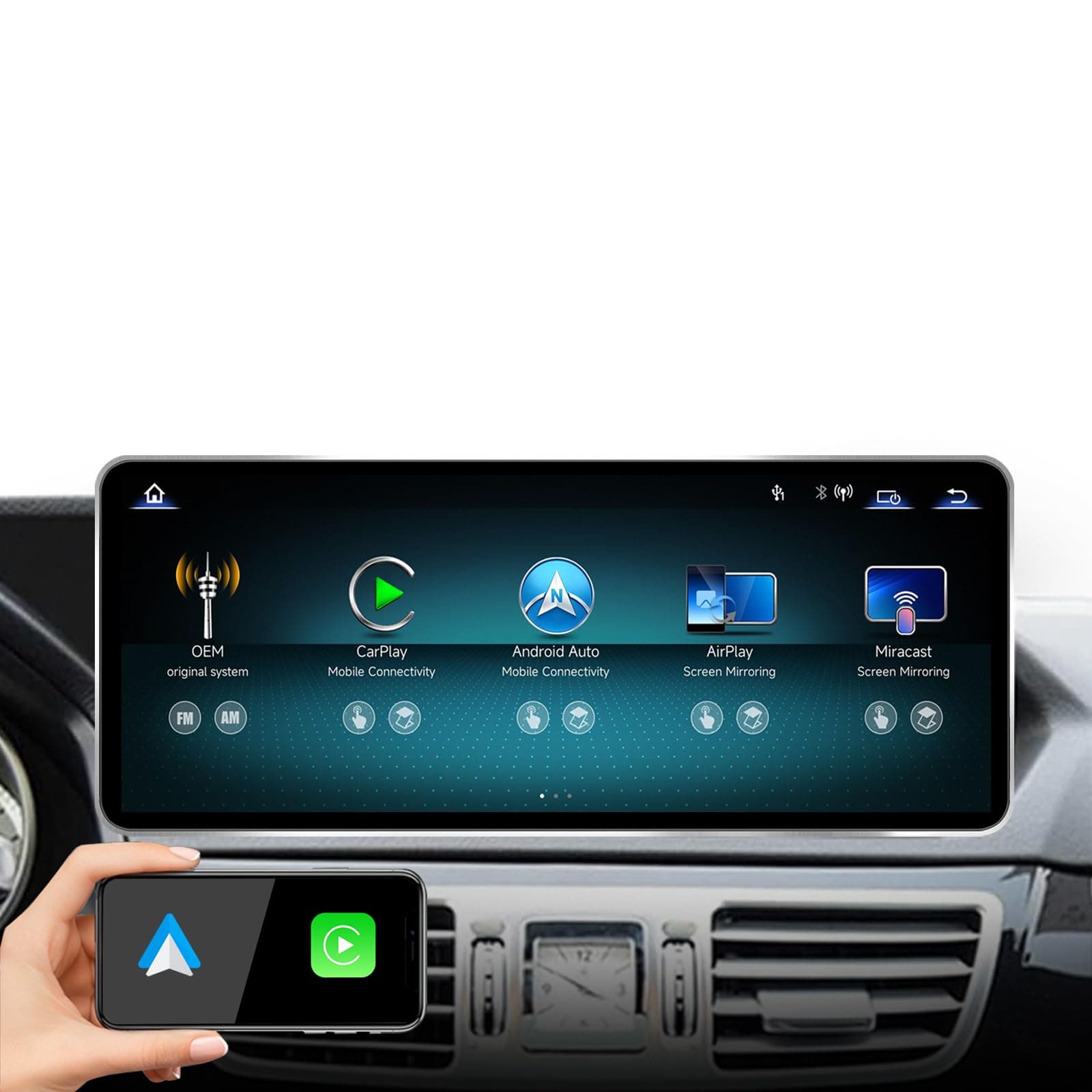 Uckazy 12.8in QLED CarPlay Screen Mercedes E Class W212 S212 2012-2015