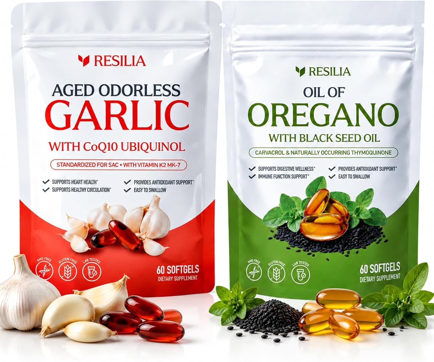 Herbal Remedies & Resins Black with Black Seed Oil & Aged Odorless Garlic CoQ10